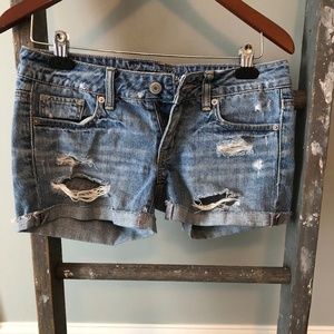 American Eagle mid rise distressed jean shorts